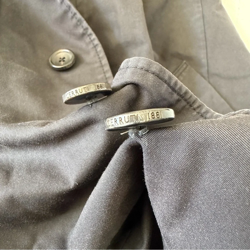 Cerruti 1881 Men Black Nylon Jacket Coat Button Pockets Outwear VTG